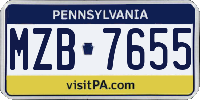PA license plate MZB7655