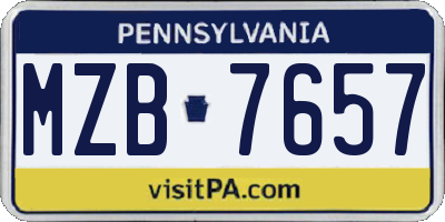PA license plate MZB7657