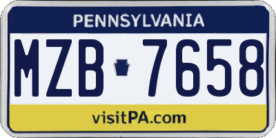 PA license plate MZB7658