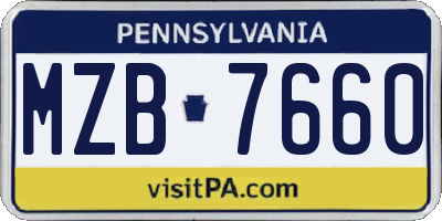 PA license plate MZB7660