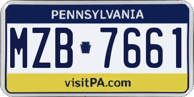 PA license plate MZB7661