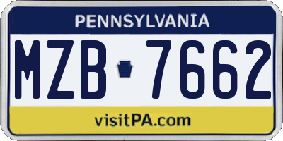 PA license plate MZB7662