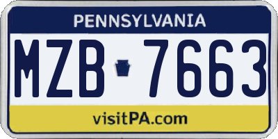 PA license plate MZB7663