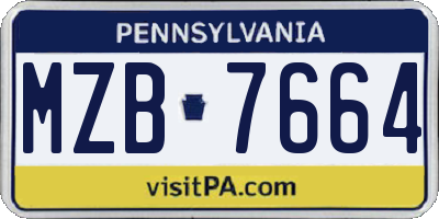 PA license plate MZB7664
