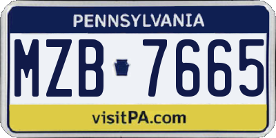 PA license plate MZB7665