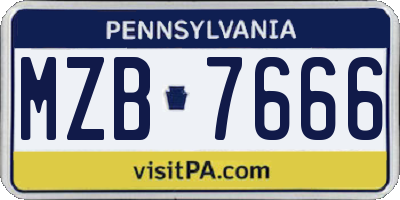 PA license plate MZB7666