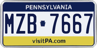 PA license plate MZB7667