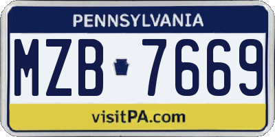 PA license plate MZB7669