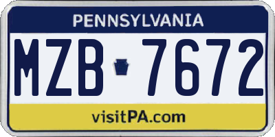 PA license plate MZB7672