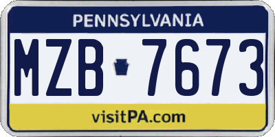 PA license plate MZB7673