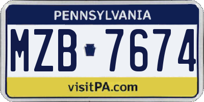 PA license plate MZB7674