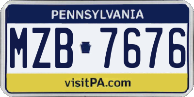 PA license plate MZB7676