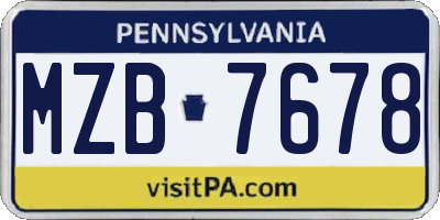PA license plate MZB7678