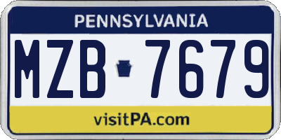 PA license plate MZB7679