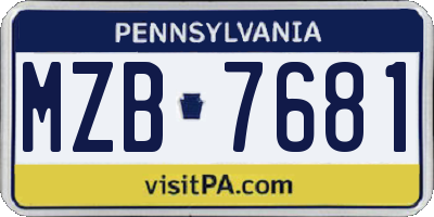 PA license plate MZB7681