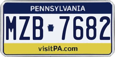 PA license plate MZB7682