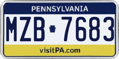 PA license plate MZB7683