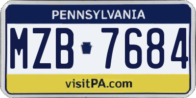 PA license plate MZB7684