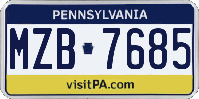 PA license plate MZB7685
