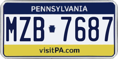 PA license plate MZB7687