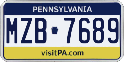 PA license plate MZB7689