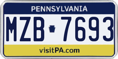 PA license plate MZB7693