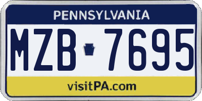 PA license plate MZB7695