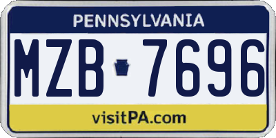 PA license plate MZB7696