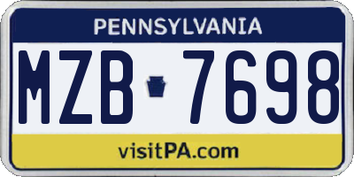 PA license plate MZB7698