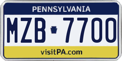 PA license plate MZB7700