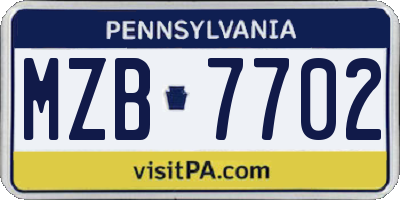 PA license plate MZB7702