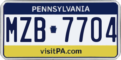 PA license plate MZB7704