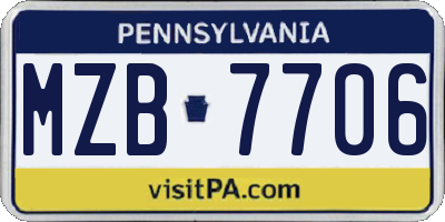PA license plate MZB7706