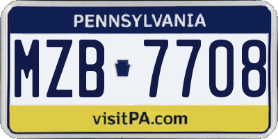 PA license plate MZB7708