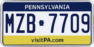 PA license plate MZB7709
