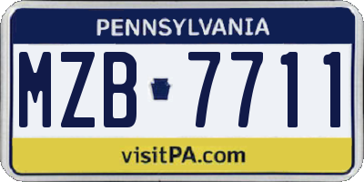 PA license plate MZB7711