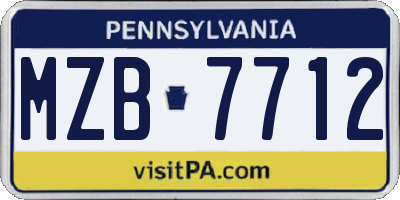PA license plate MZB7712