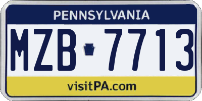 PA license plate MZB7713