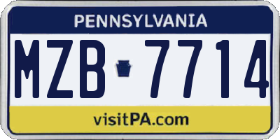 PA license plate MZB7714