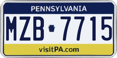 PA license plate MZB7715
