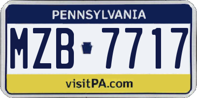 PA license plate MZB7717