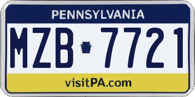 PA license plate MZB7721