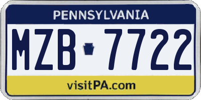 PA license plate MZB7722