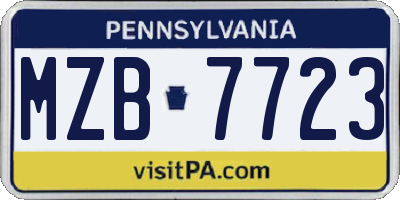 PA license plate MZB7723