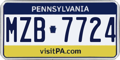 PA license plate MZB7724
