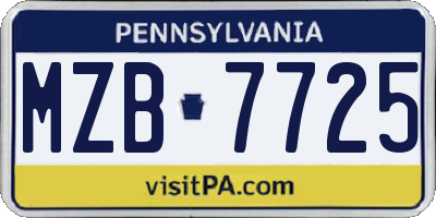 PA license plate MZB7725