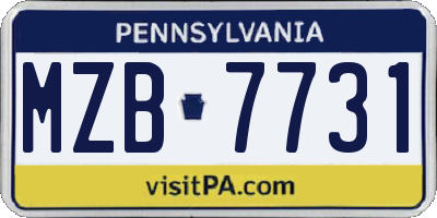 PA license plate MZB7731