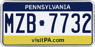 PA license plate MZB7732