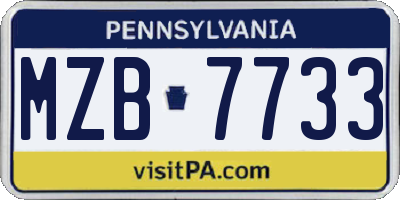 PA license plate MZB7733