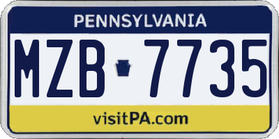 PA license plate MZB7735